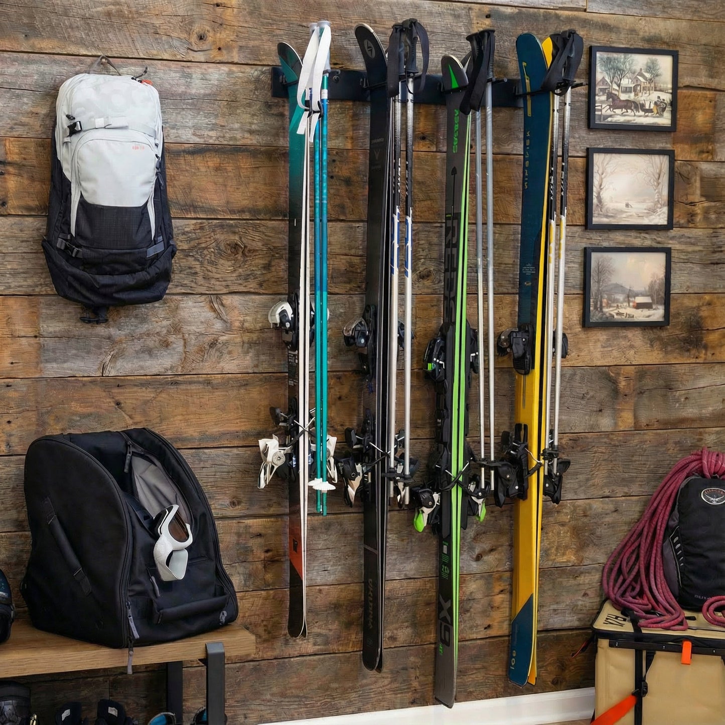 Snowbasin Ski Storage Rack | Holds 8 Pairs of Skis